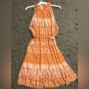 Orange and Cream Patterned Dress